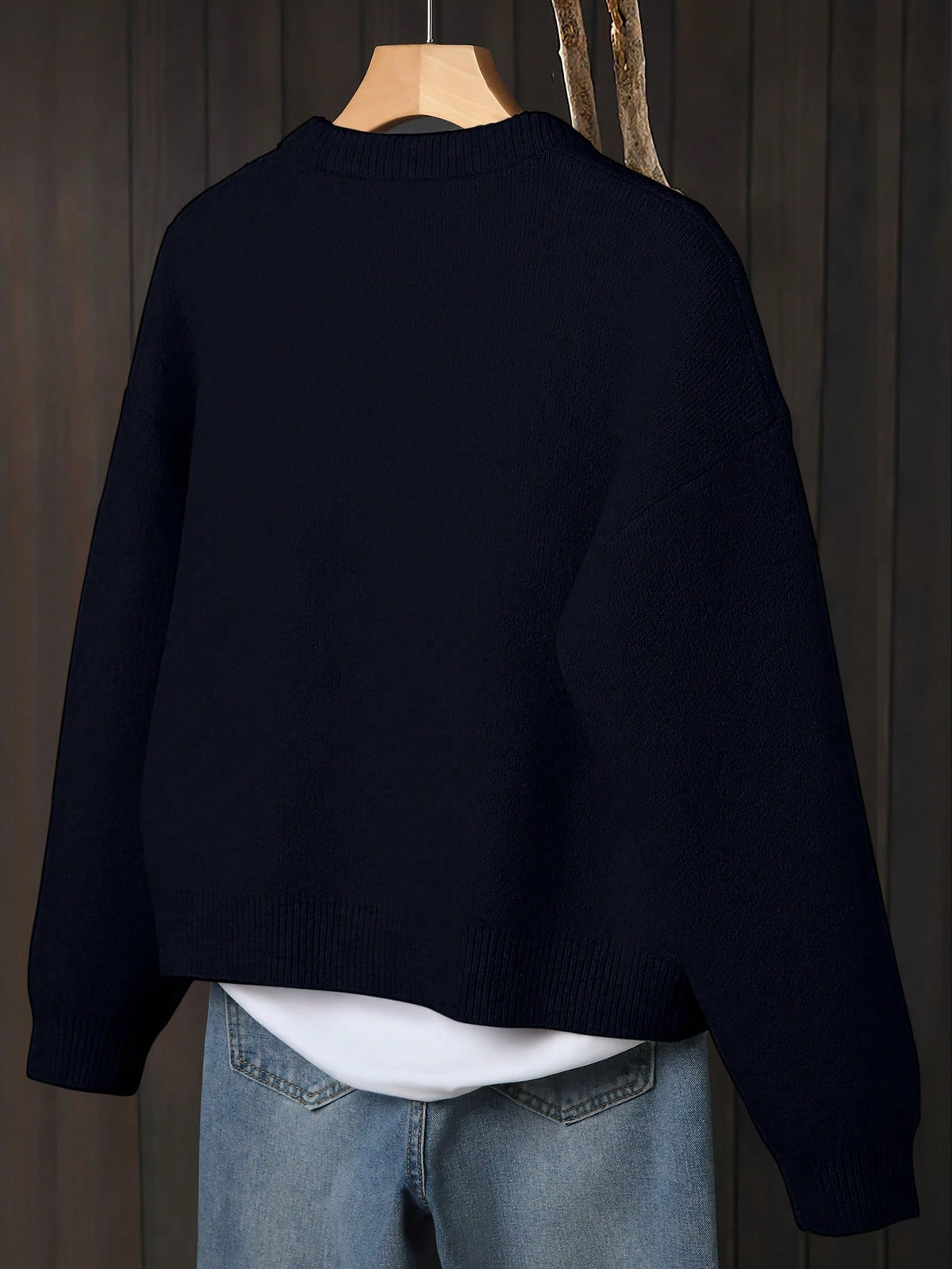 Women's Button-Front Knitted Cardigan, Relaxed Fit in Black