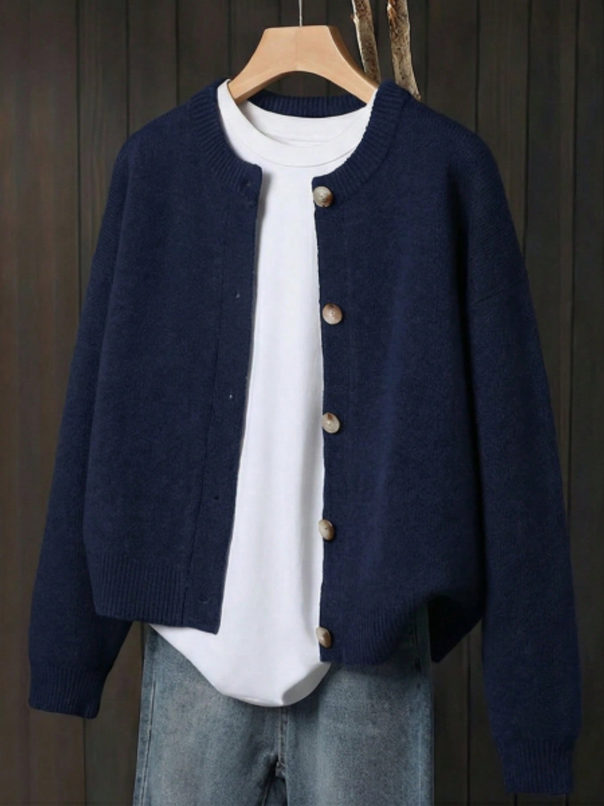Women's Button-Front Knitted Cardigan, Relaxed Fit in Royal Blue
