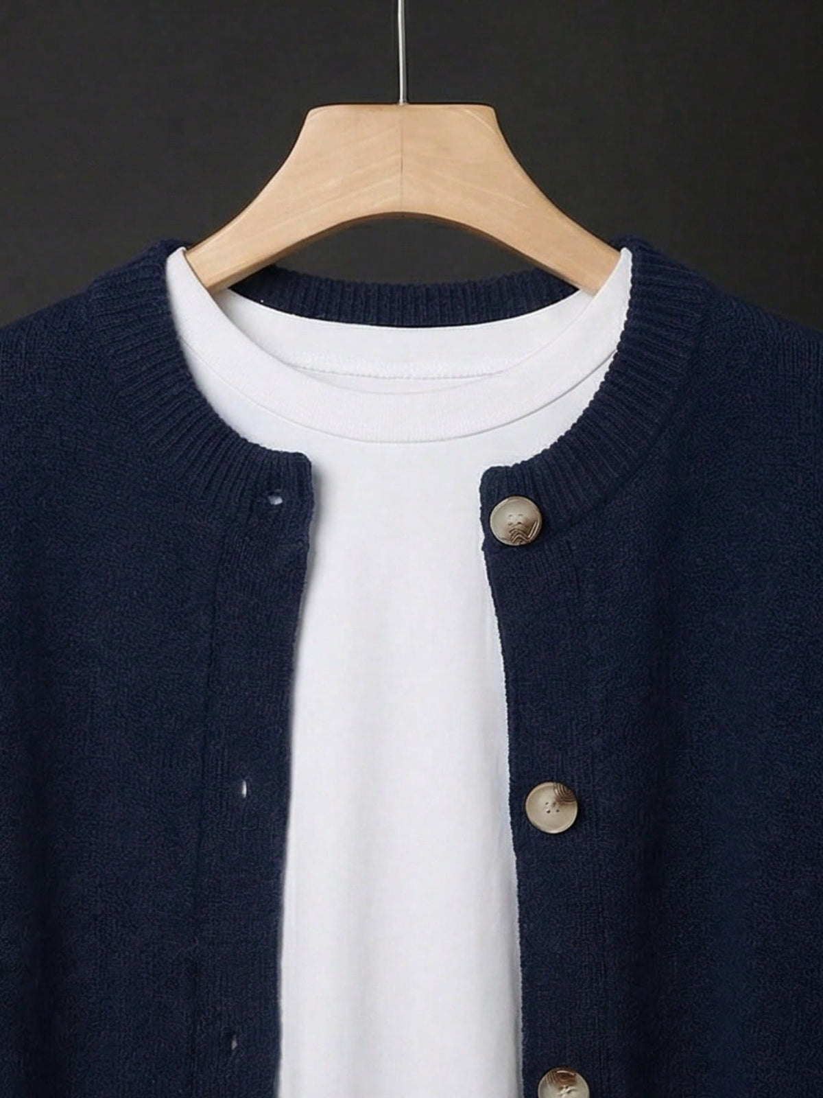 Women's Button-Front Knitted Cardigan, Relaxed Fit in Royal Blue
