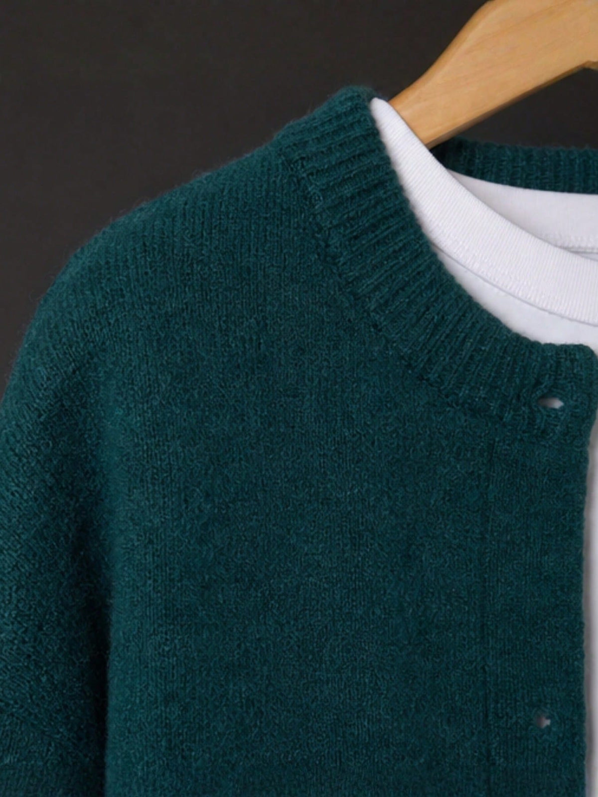 Women's Button-Front Knitted Cardigan, Relaxed Fit in Dark Green