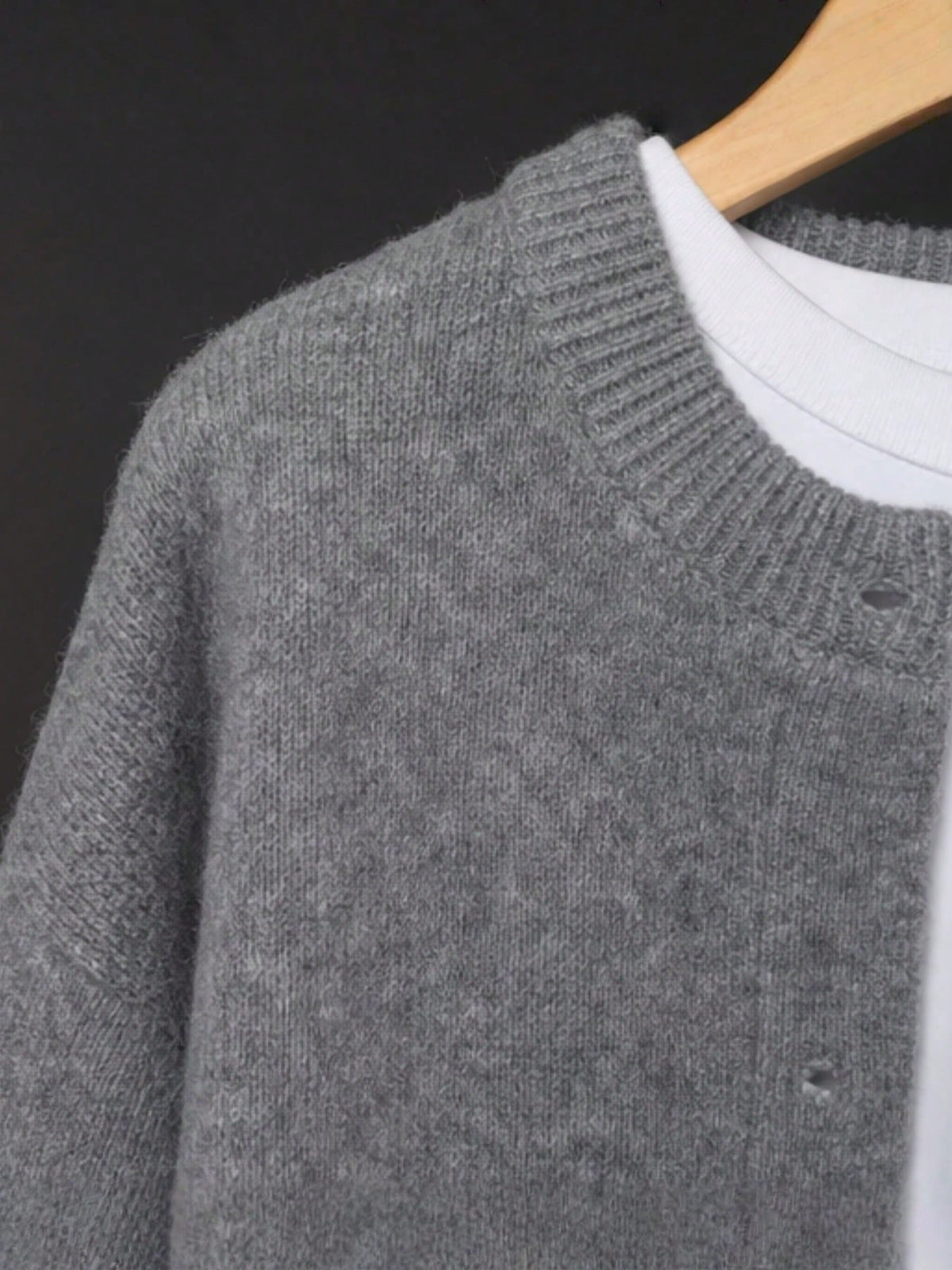 Women's Button-Front Knitted Cardigan, Relaxed Fit in Grey