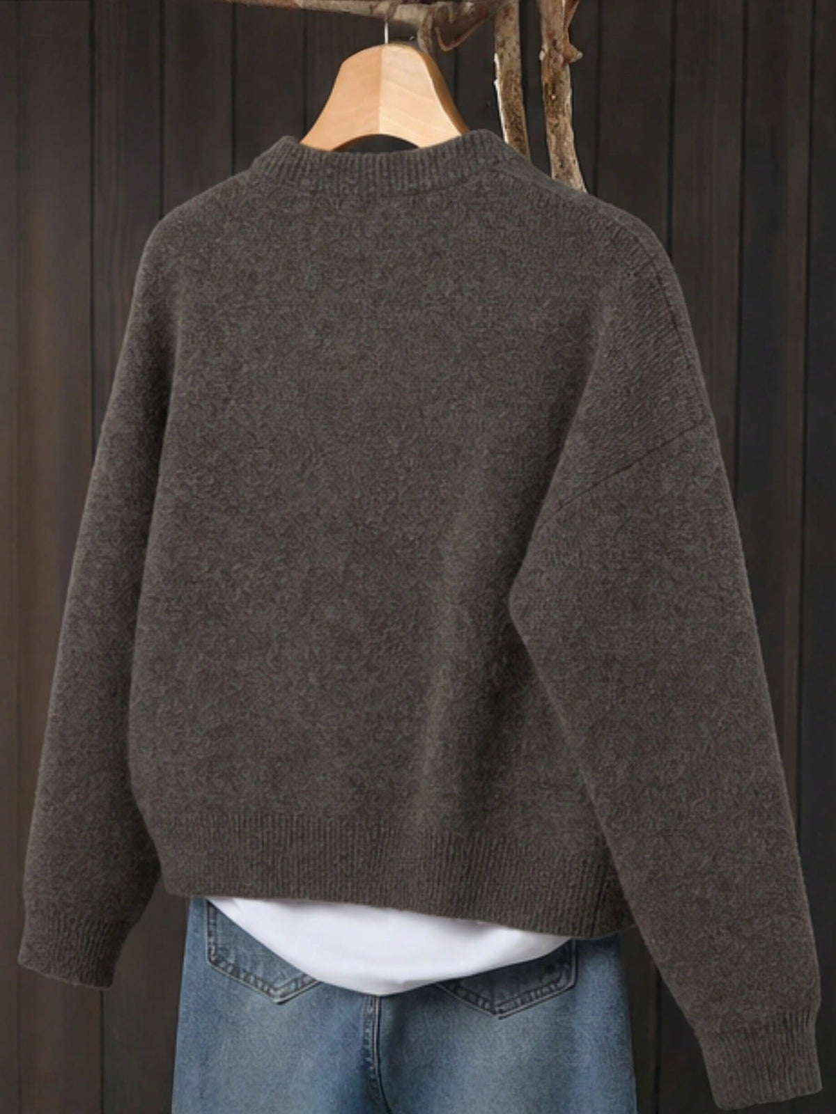 Women's Button-Front Knitted Cardigan, Relaxed Fit in Coffee Brown